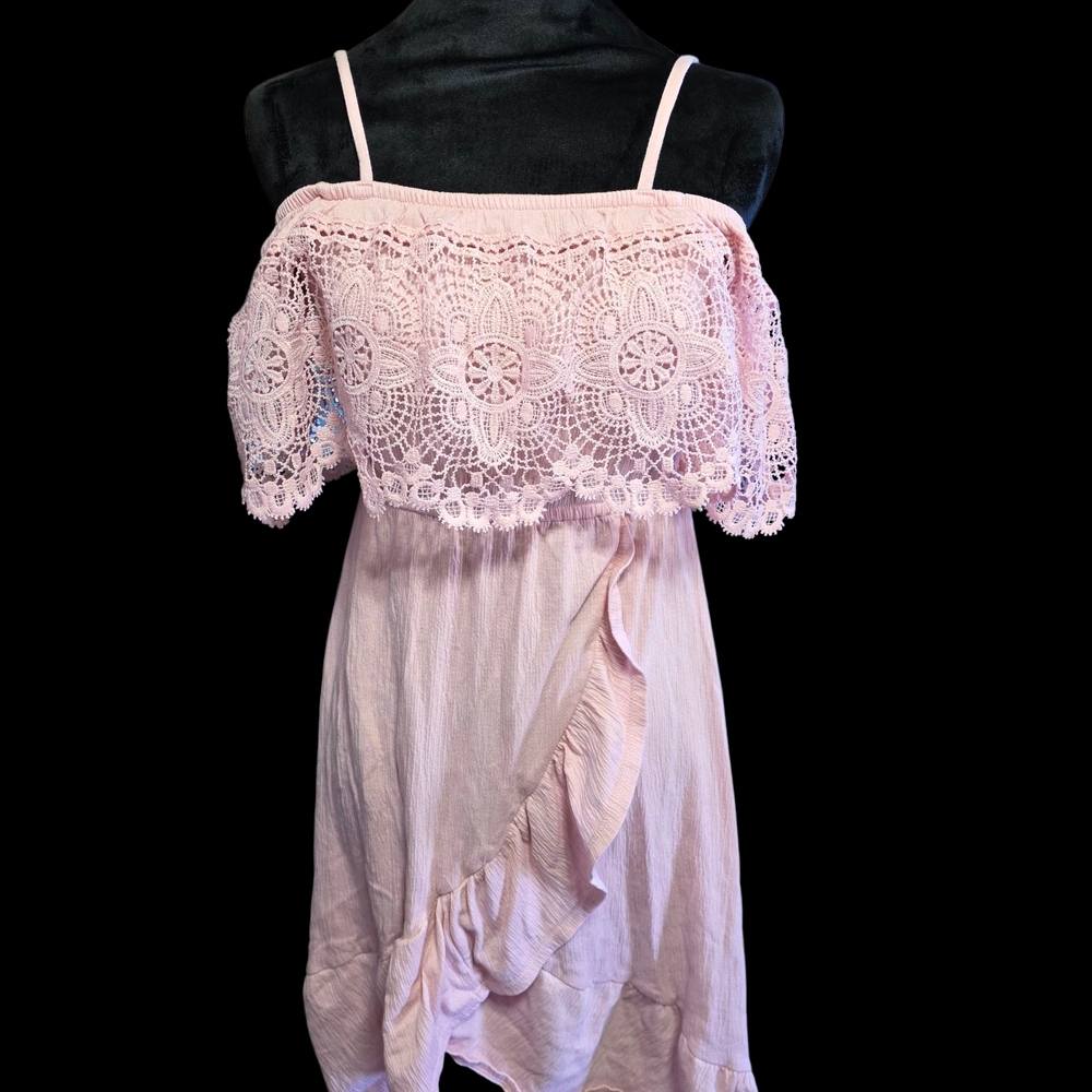 No Boundaries Pink Lace Off-Shoulder Dress